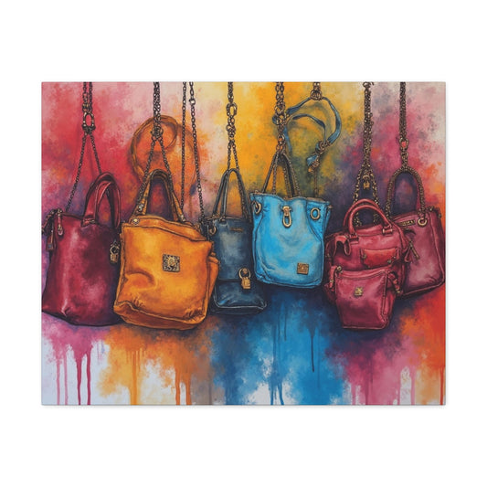 Colorful Handbag Wall Art Canvas - Fashion Purse Print on Matte Stretched Canvas