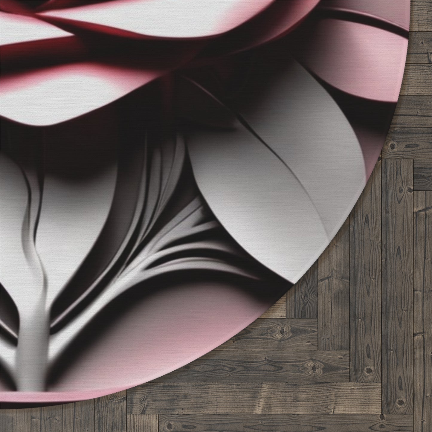 3D Paper Rose Round Rug | Floral Decorative Floor Mat