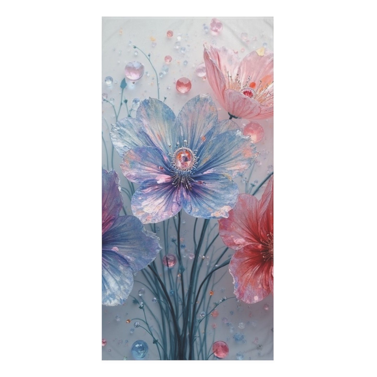 Pastel Watercolor Floral Bouquet Mink-Cotton Towel | Pink Blue Flower Print