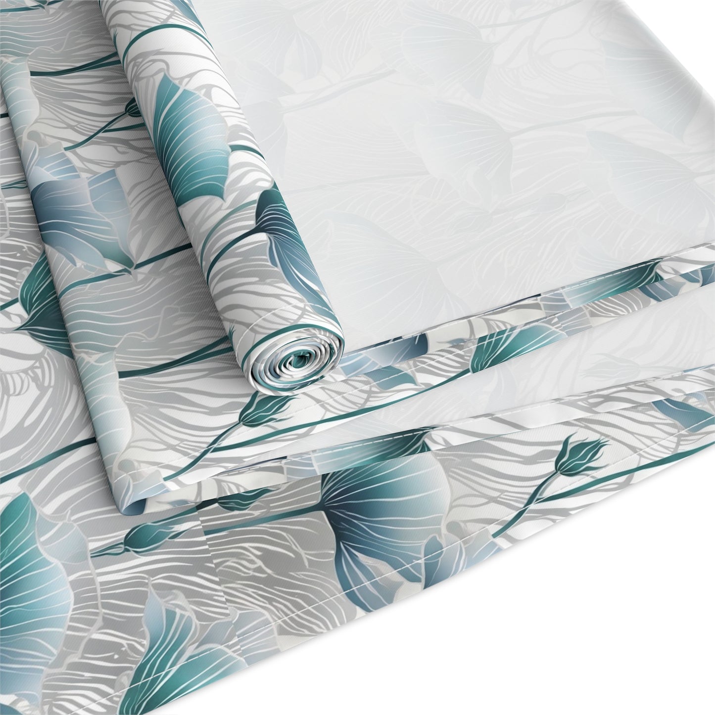 Teal Poppy Floral Table Runner | Cotton Polyester Dining Decor