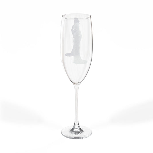 Champagne Glass, 8oz Silver Eclipse Lady "Frosted Engraving' Champagne Glasses