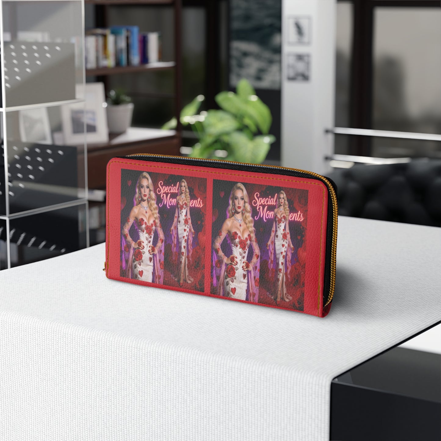 Special Moments Rose Glam Zipper Wallet | red rose print