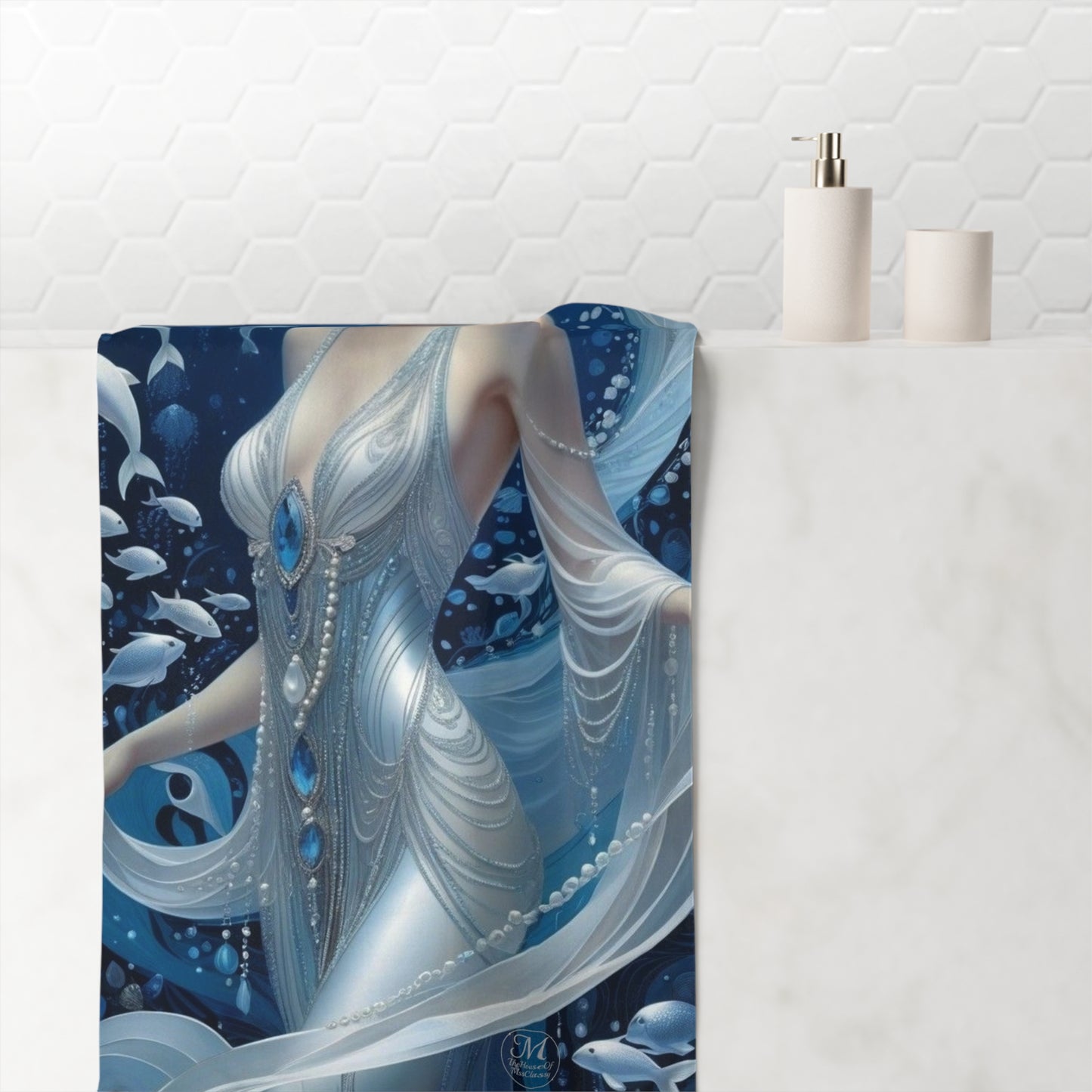Underwater Mermaid Goddess Mink-Cotton Towel | Ocean Siren Art