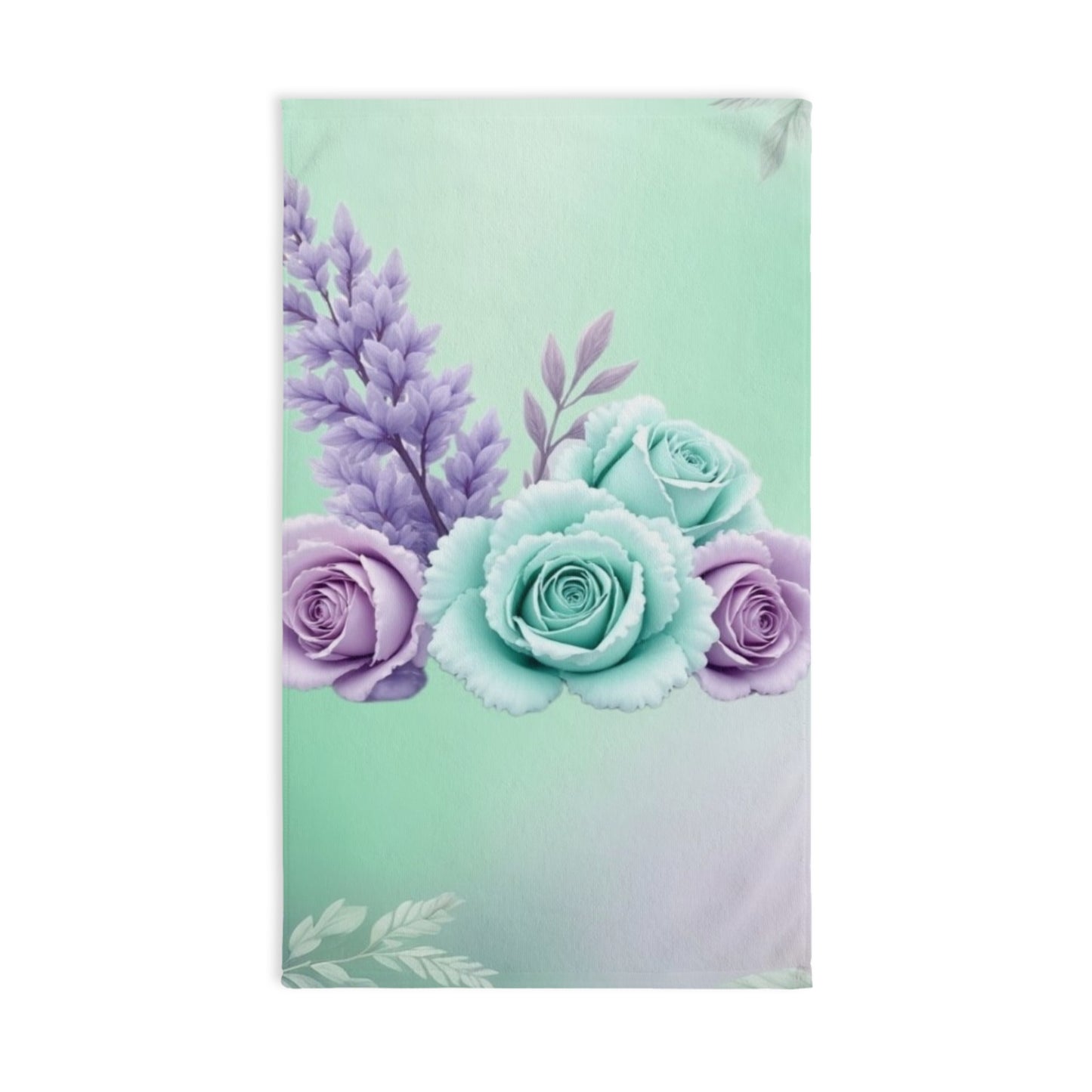 Mint and Lavender Rose Bouquet Hand Towel | Floral Bathroom Decor