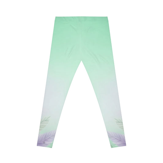 Mint to Lavender Ombre Leggings — Floral Gradient Women's Leggings