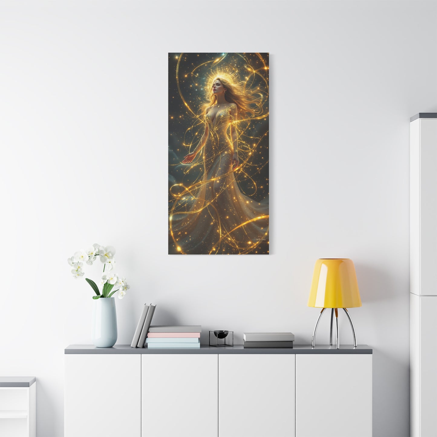 Golden Halo Celestial Fantasy Woman Canvas Wall Art 24 x 48