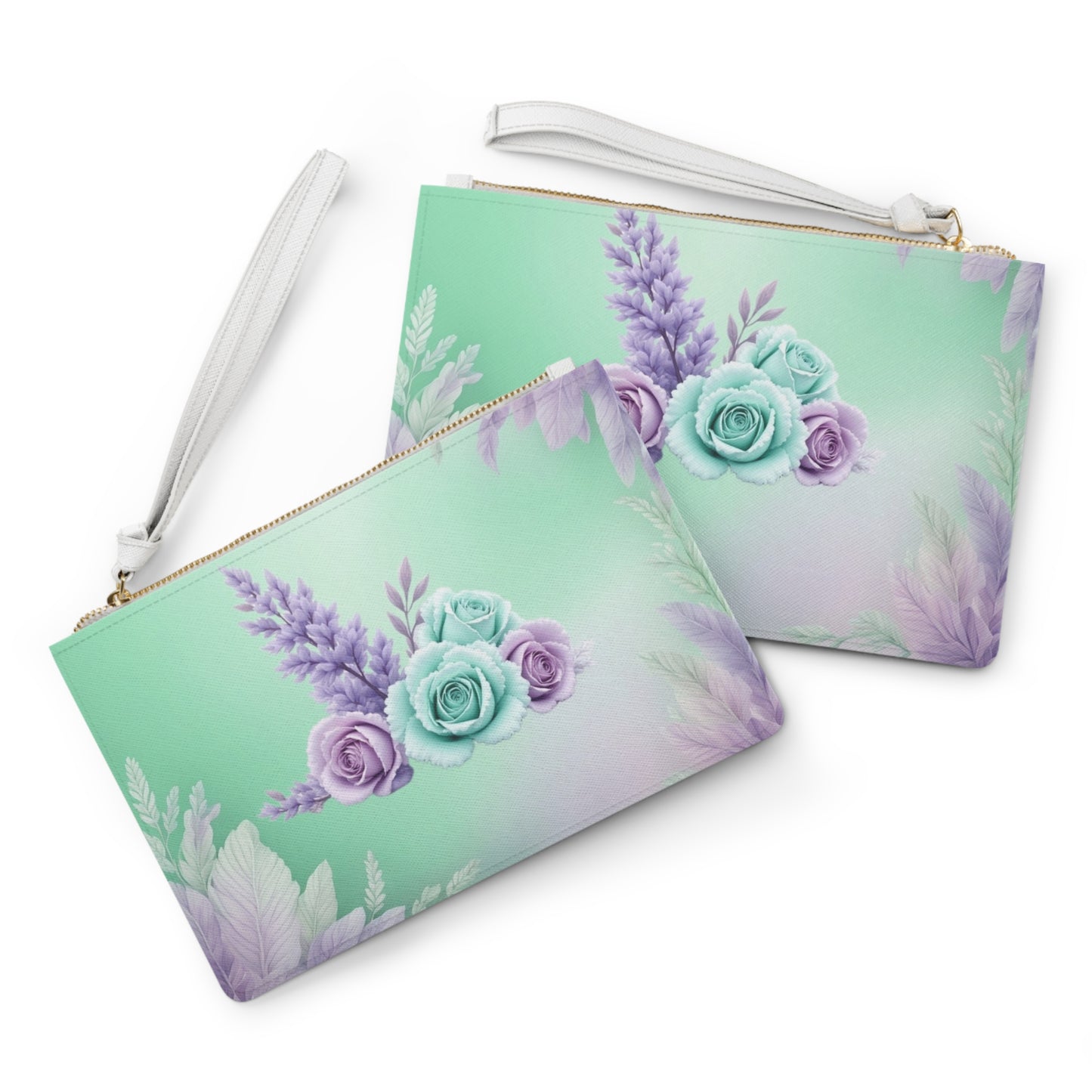 Floral Mint & Lavender Rose Clutch