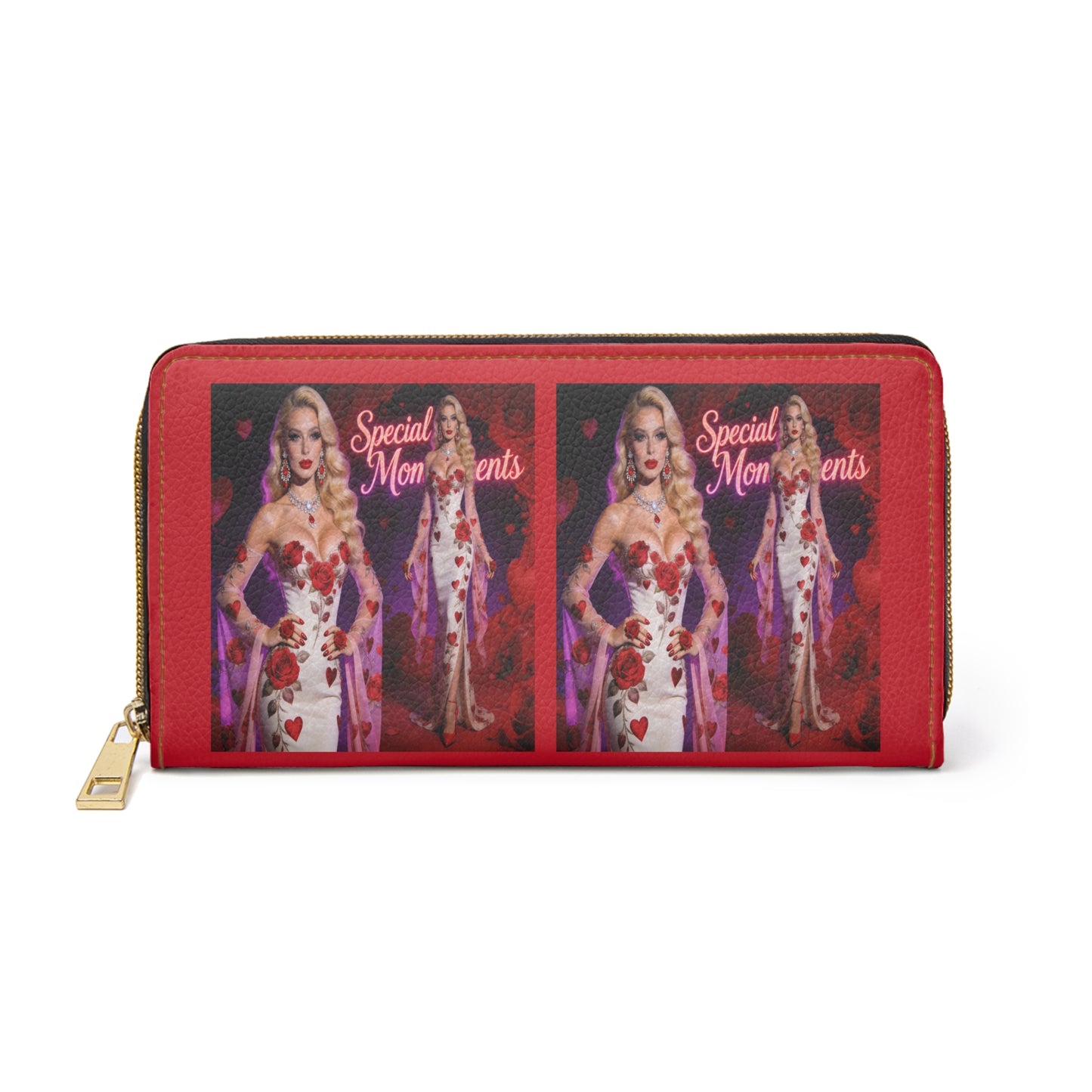Special Moments Rose Glam Zipper Wallet | red rose print
