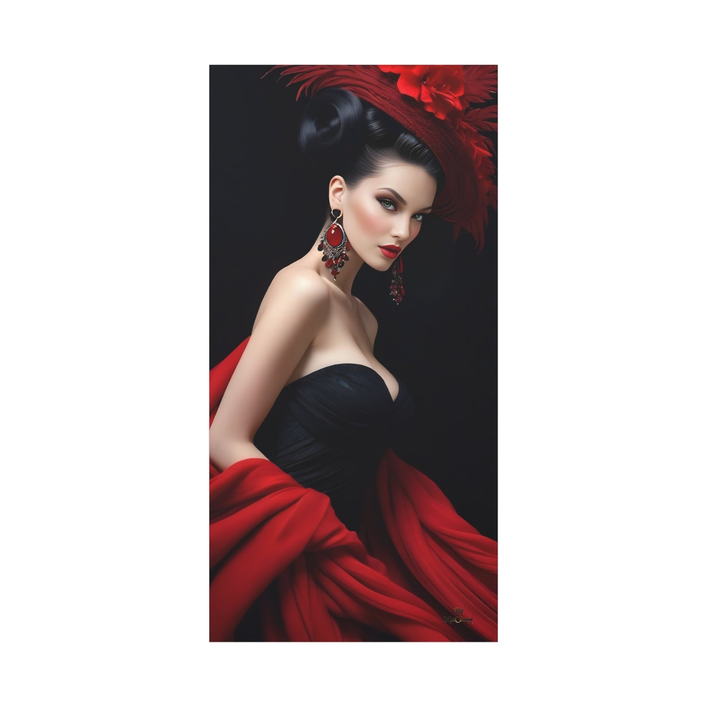Flames of Desire in Fashion Elegance Canvas Art 30 x 60 Vertical