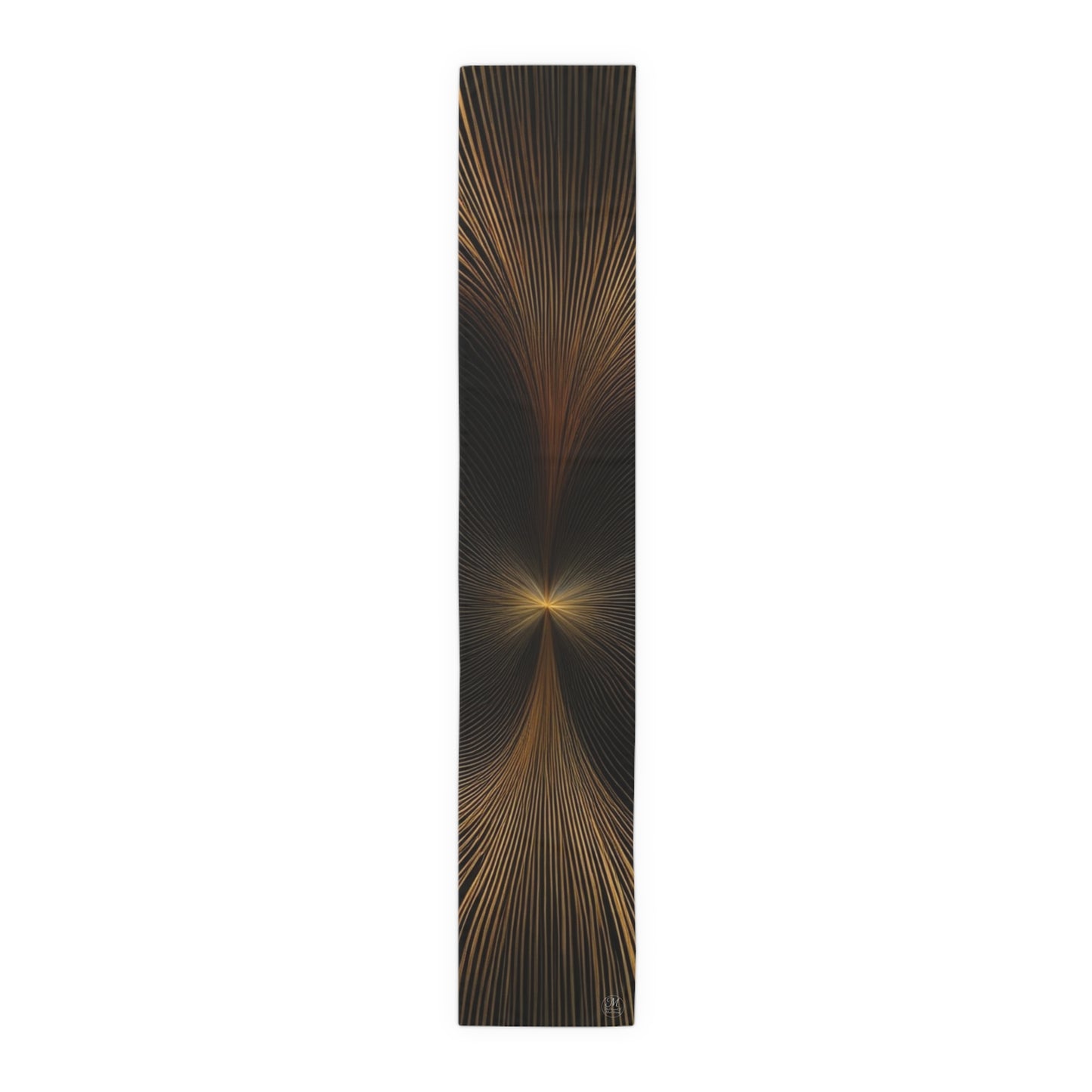 Golden Wave Lines Table Runner | Abstract Metallic Stripe Dining Decor