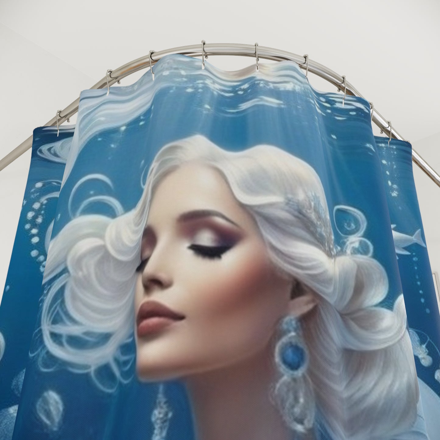 Underwater Mermaid Portrait Shower Curtain | Sea Goddess Bathroom Décor