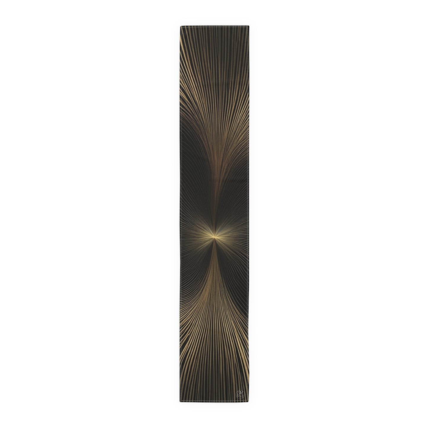 Golden Wave Lines Table Runner | Abstract Metallic Stripe Dining Decor