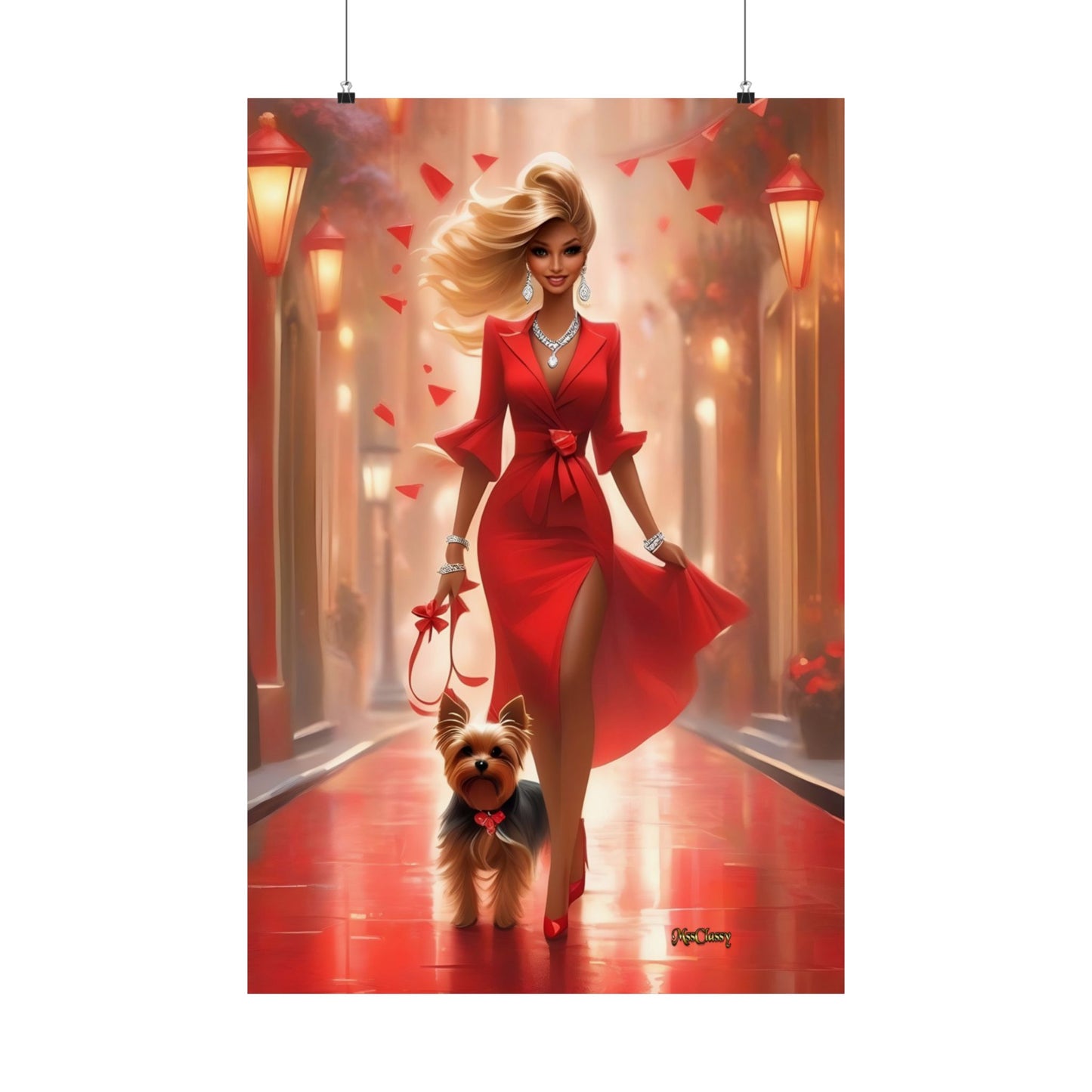 Bella and Teddy A Playful Fashion Poster 24 x 36 Vertical