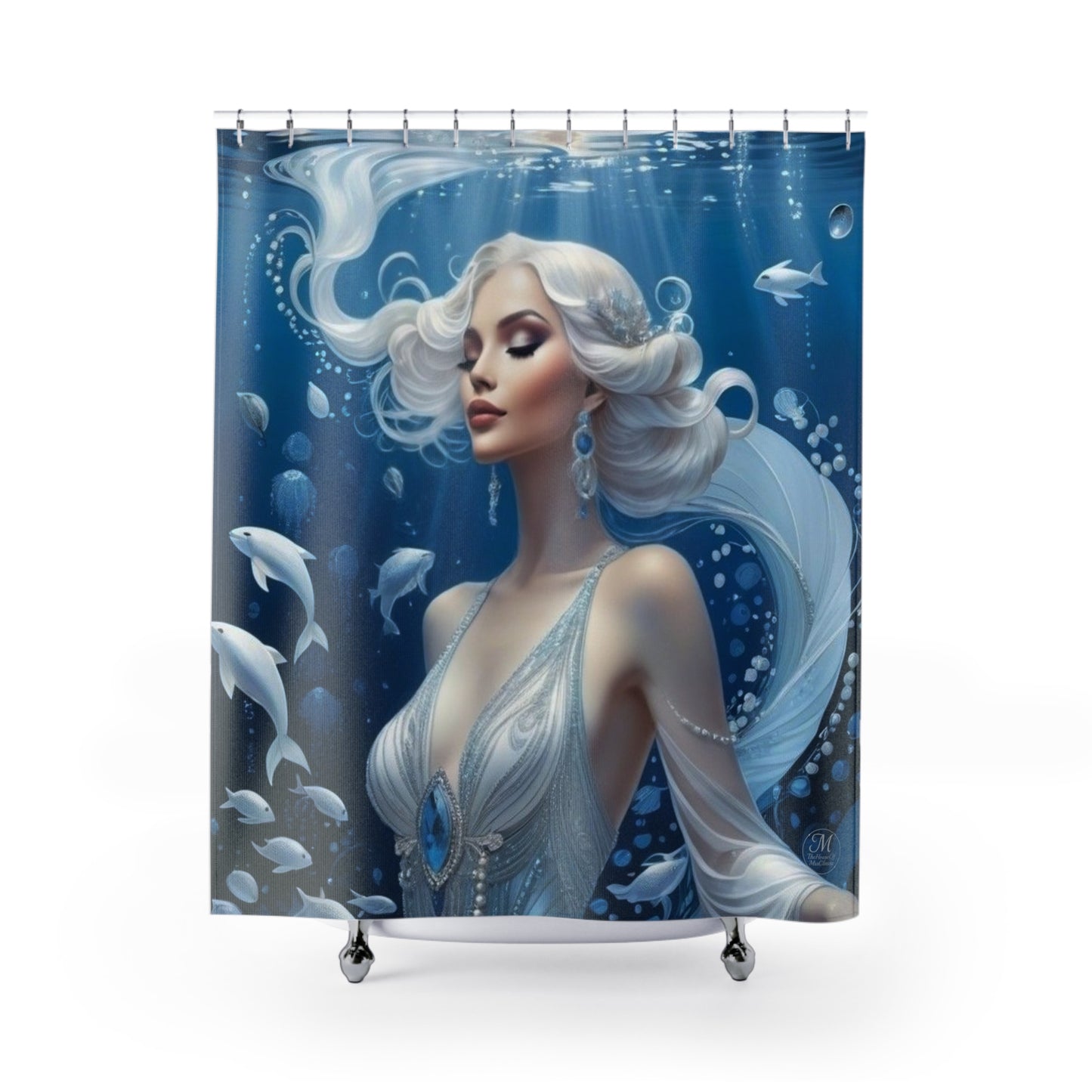 Underwater Mermaid Portrait Shower Curtain | Sea Goddess Bathroom Décor