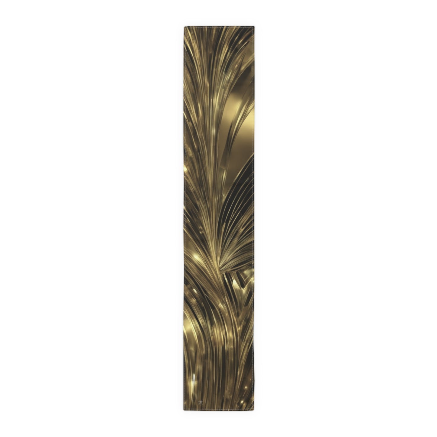 Gold Marble Swirl Table Runner | Metallic Abstract Dining Decor