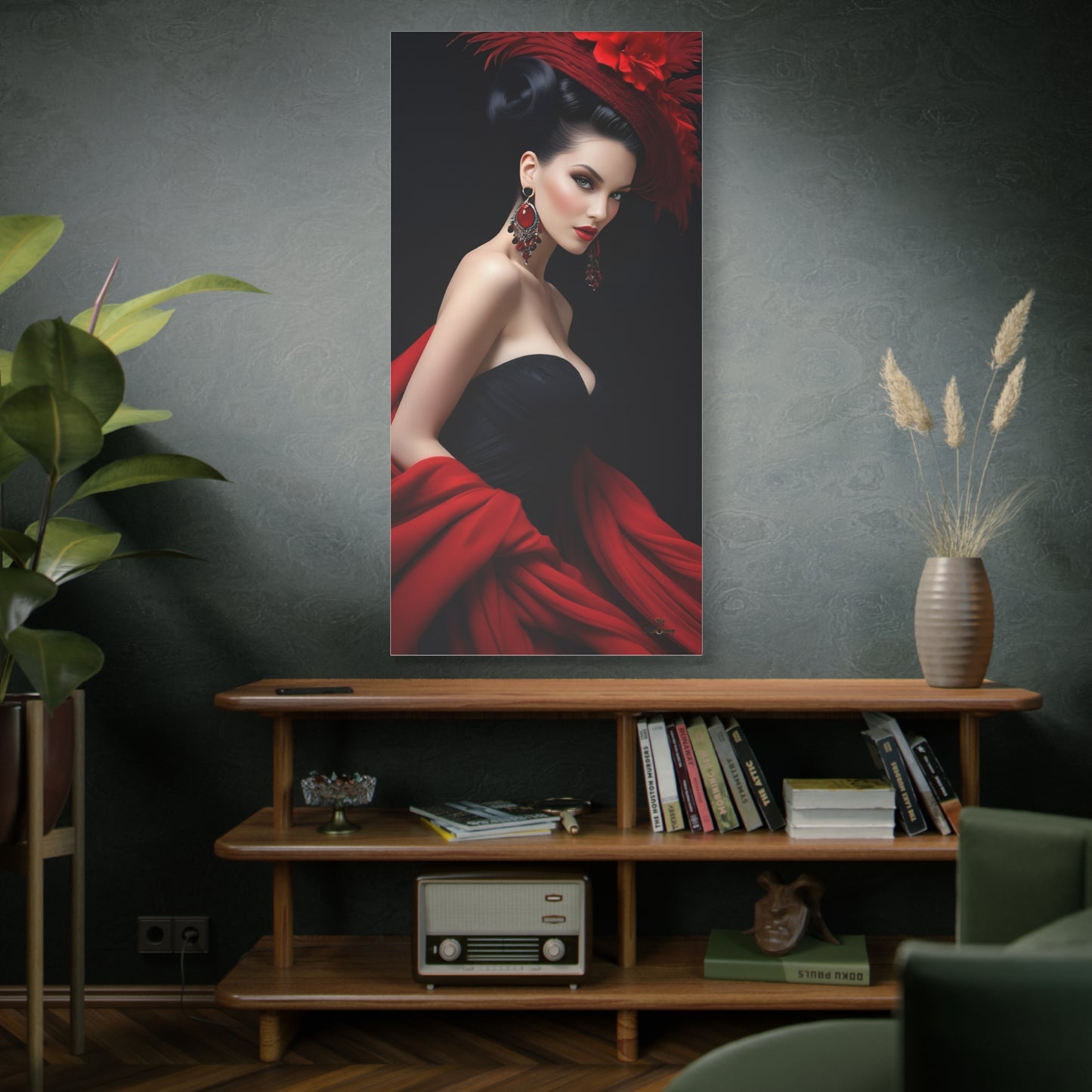 Flames of Desire in Fashion Elegance Canvas Art 30 x 60 Vertical