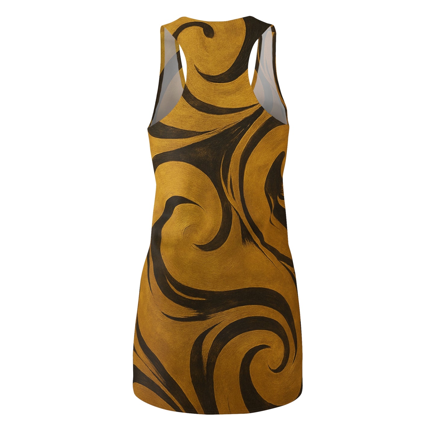Gold Swirl Pattern Racerback Dress | Abstract Tribal Waves