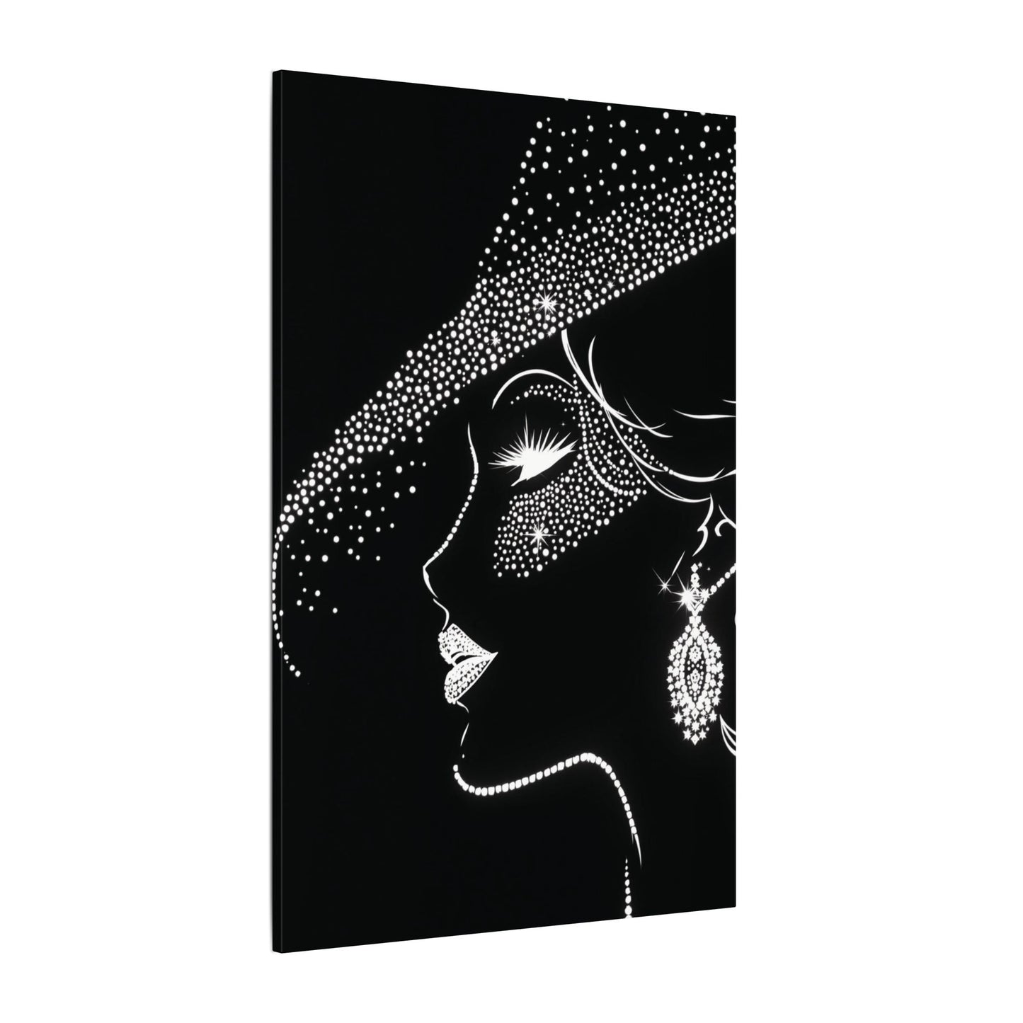 Black Silhouette Canvas Wall Art 24×36 Elegant Lady