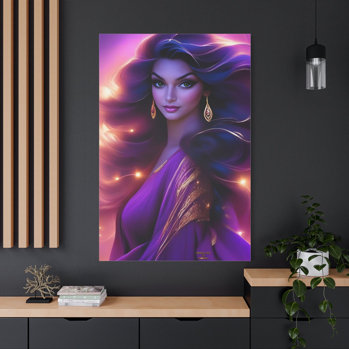 Elizabeth Ariel Collection Violet Dream Fantasy Canvas Art 40 x 60 Vertical