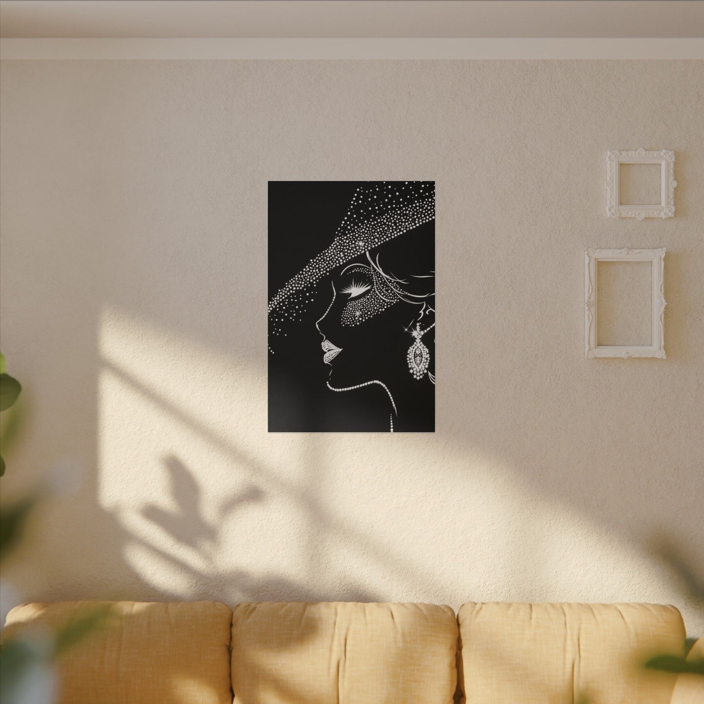 Black Silhouette Canvas Wall Art 24×36 Elegant Lady