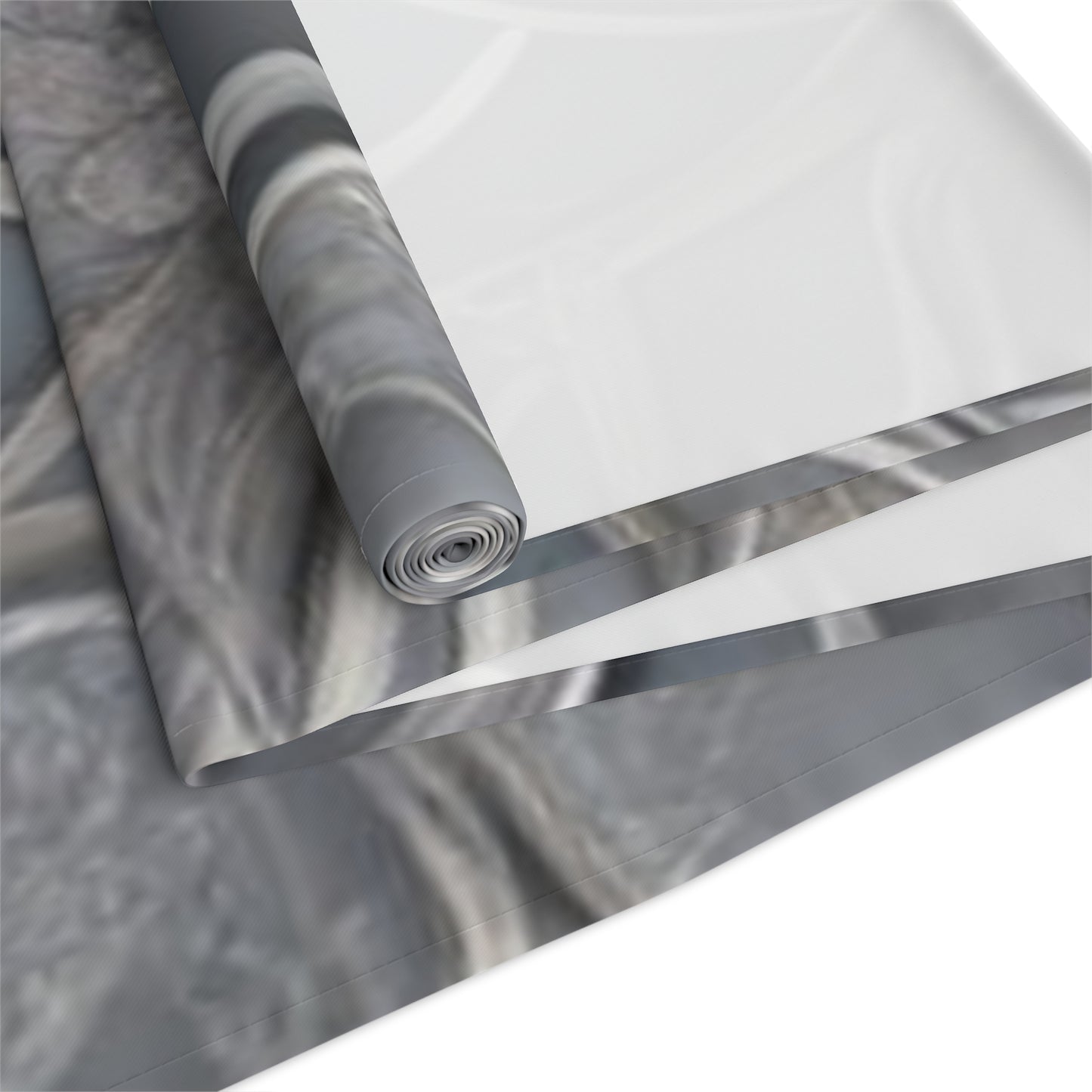 Silver Filigree Floral Table Runner | Gray Metallic Mandala Table Runner