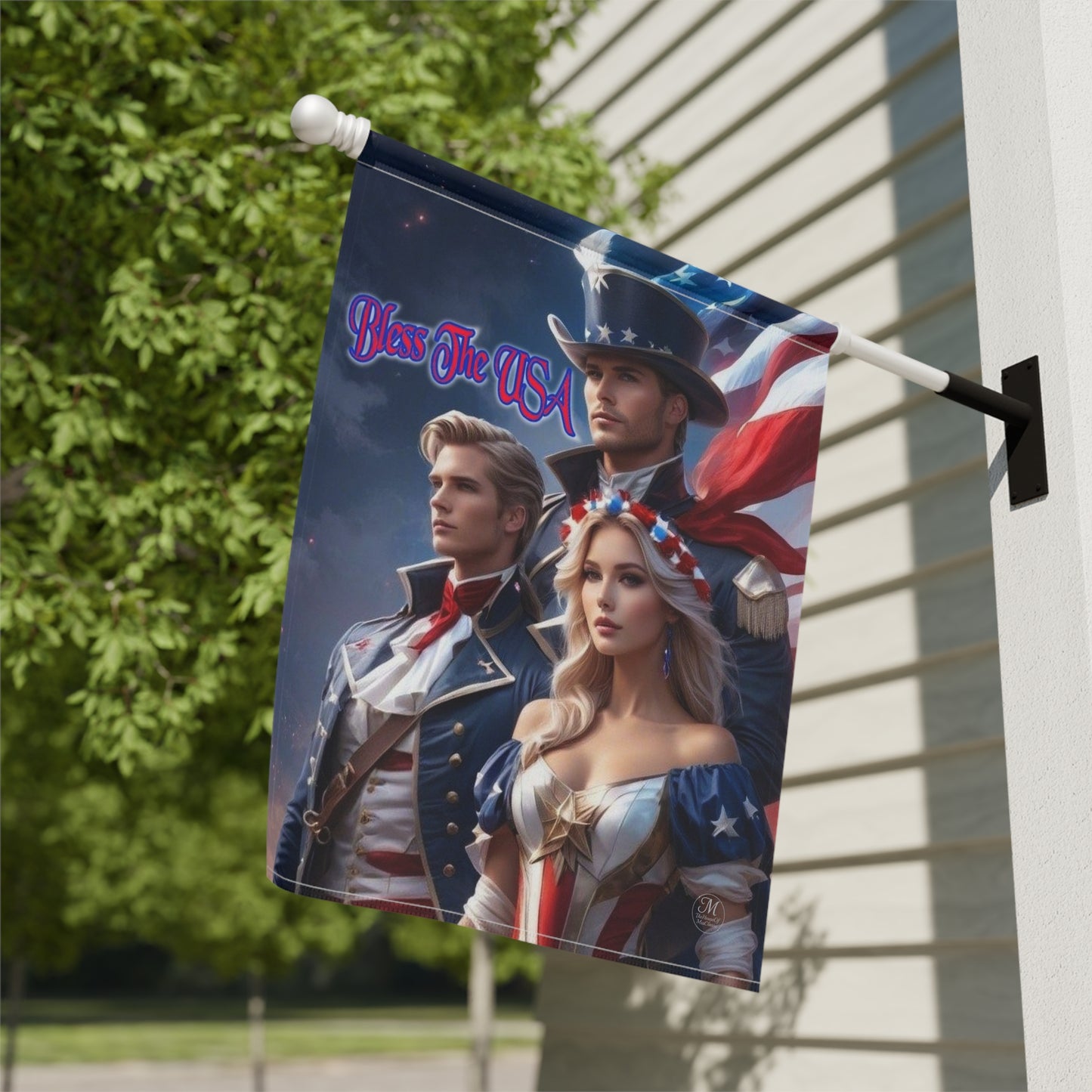 USA Patriotic Trio Garden & House Banner | American Flag, Revolutionary Heroes