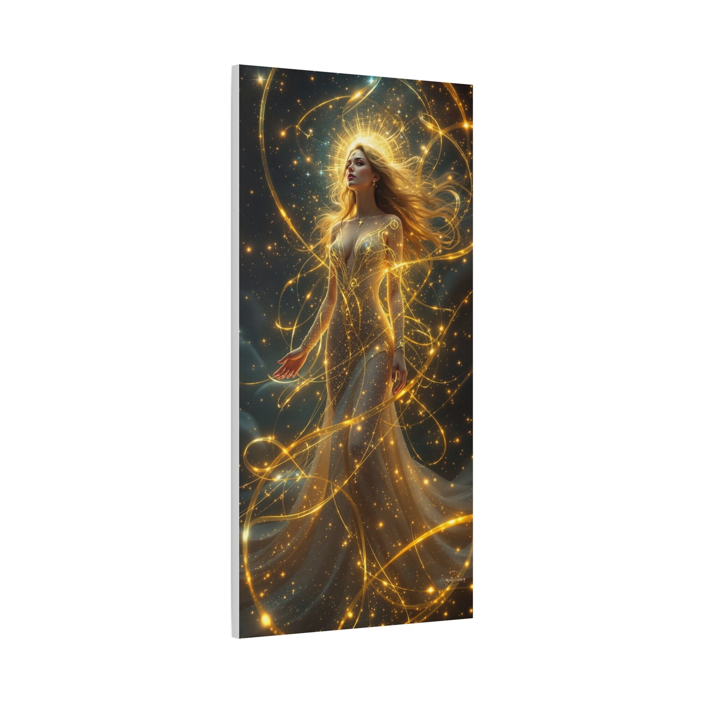 Golden Halo Celestial Fantasy Woman Canvas Wall Art 24 x 48