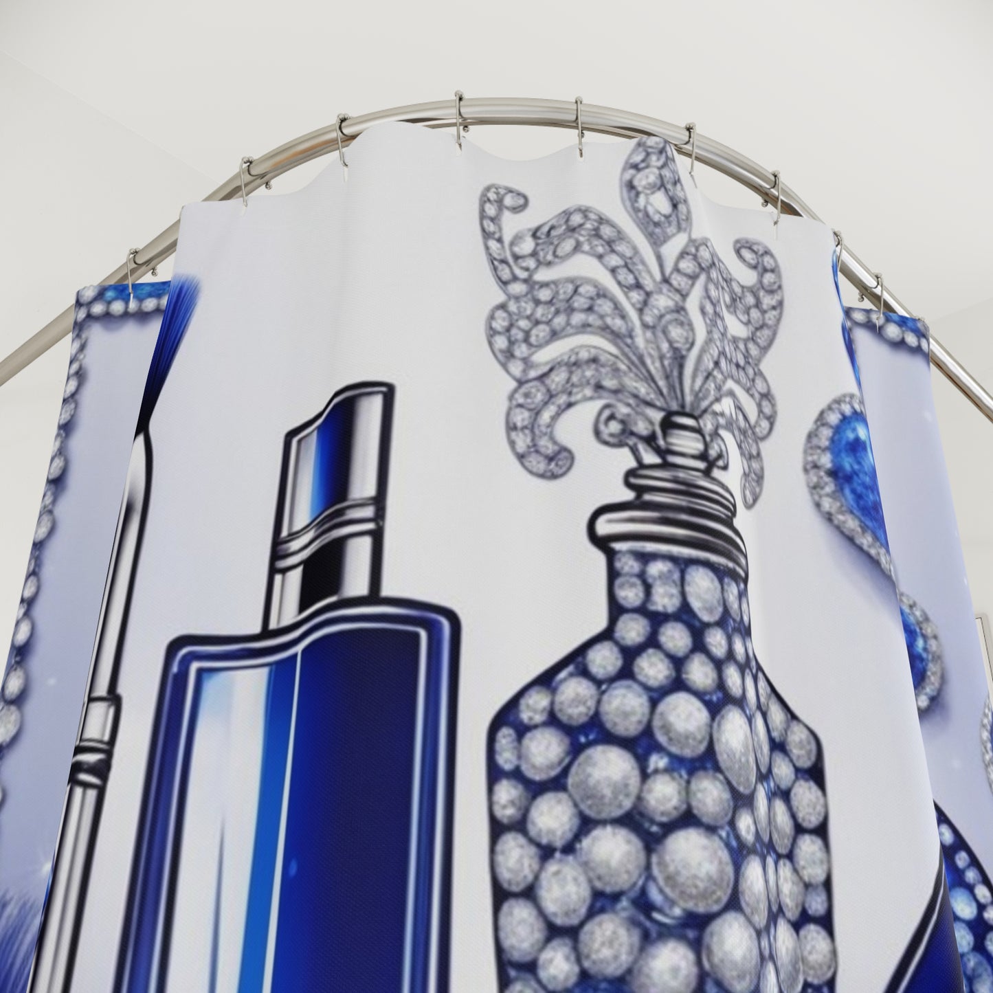 Glam Blue Perfume & Accessories Shower Curtain