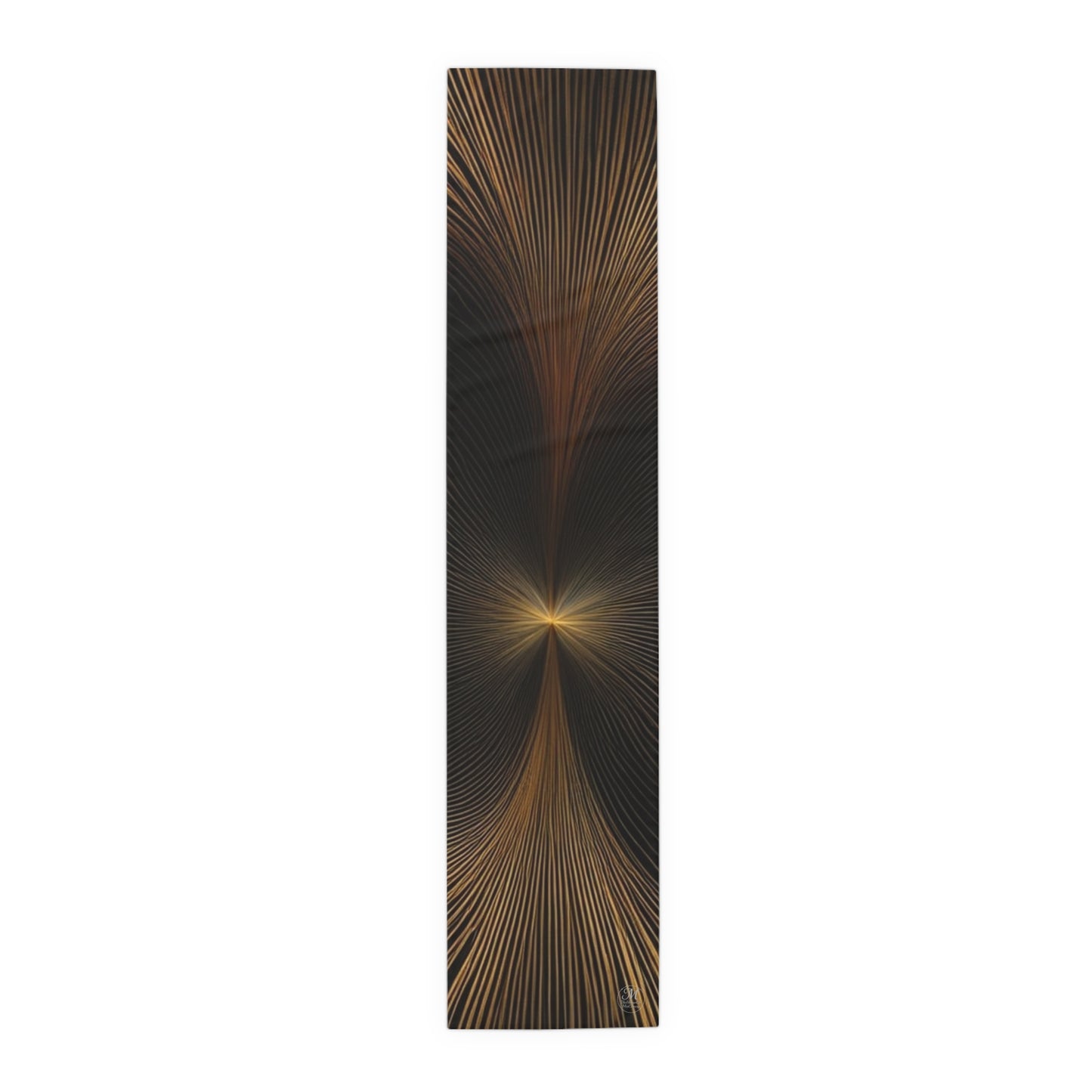 Golden Wave Lines Table Runner | Abstract Metallic Stripe Dining Decor