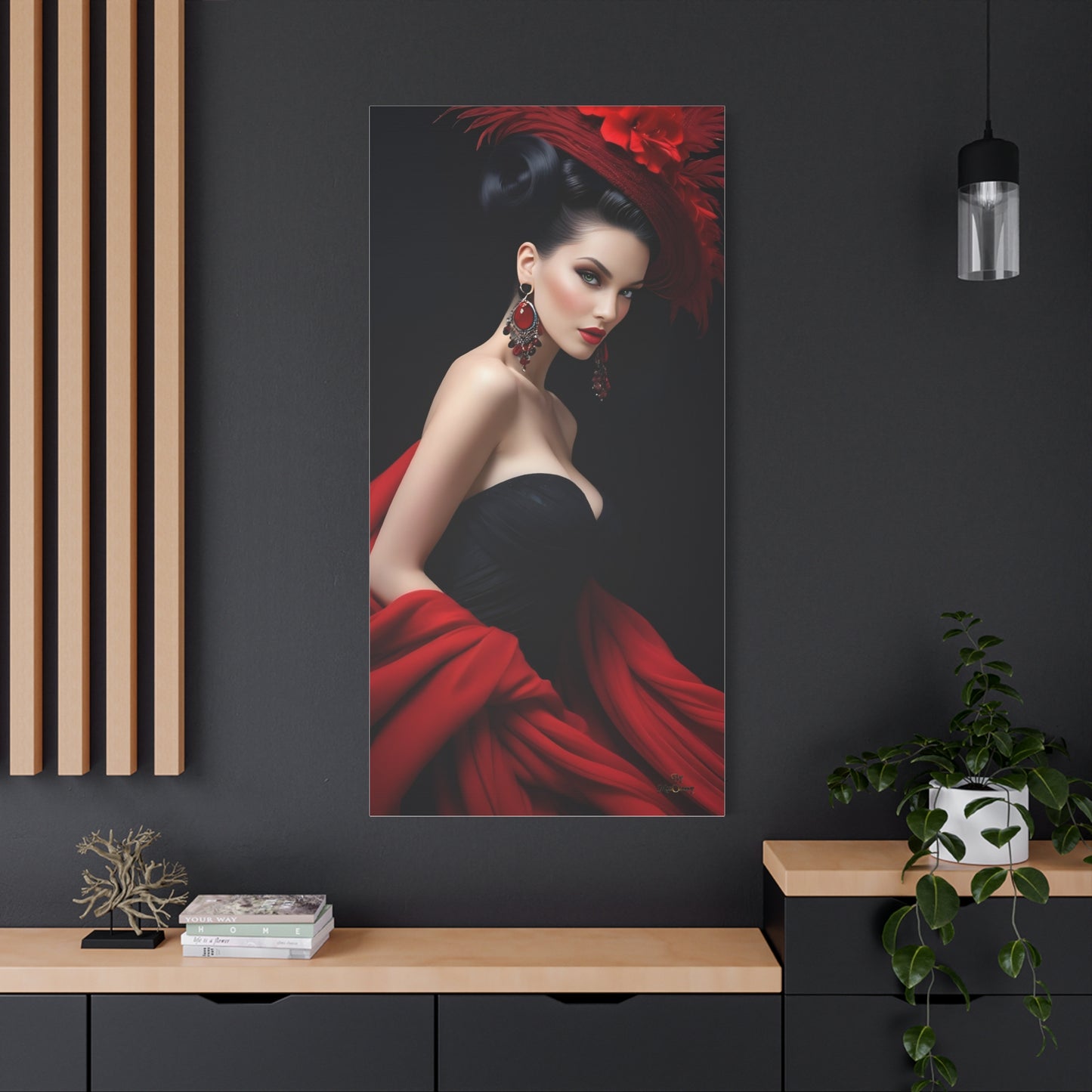 Flames of Desire in Fashion Elegance Canvas Art 30 x 60 Vertical
