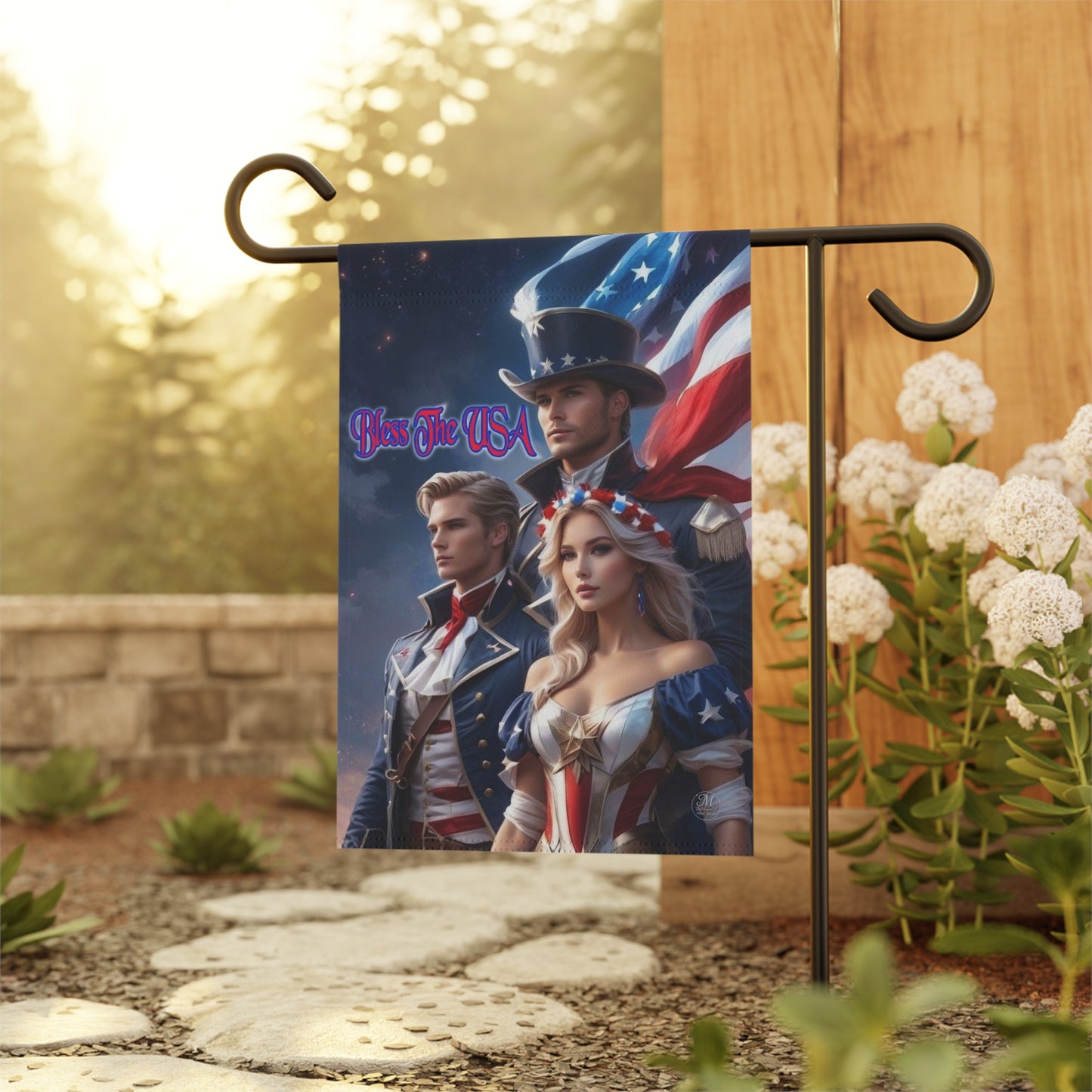 USA Patriotic Trio Garden & House Banner | American Flag, Revolutionary Heroes