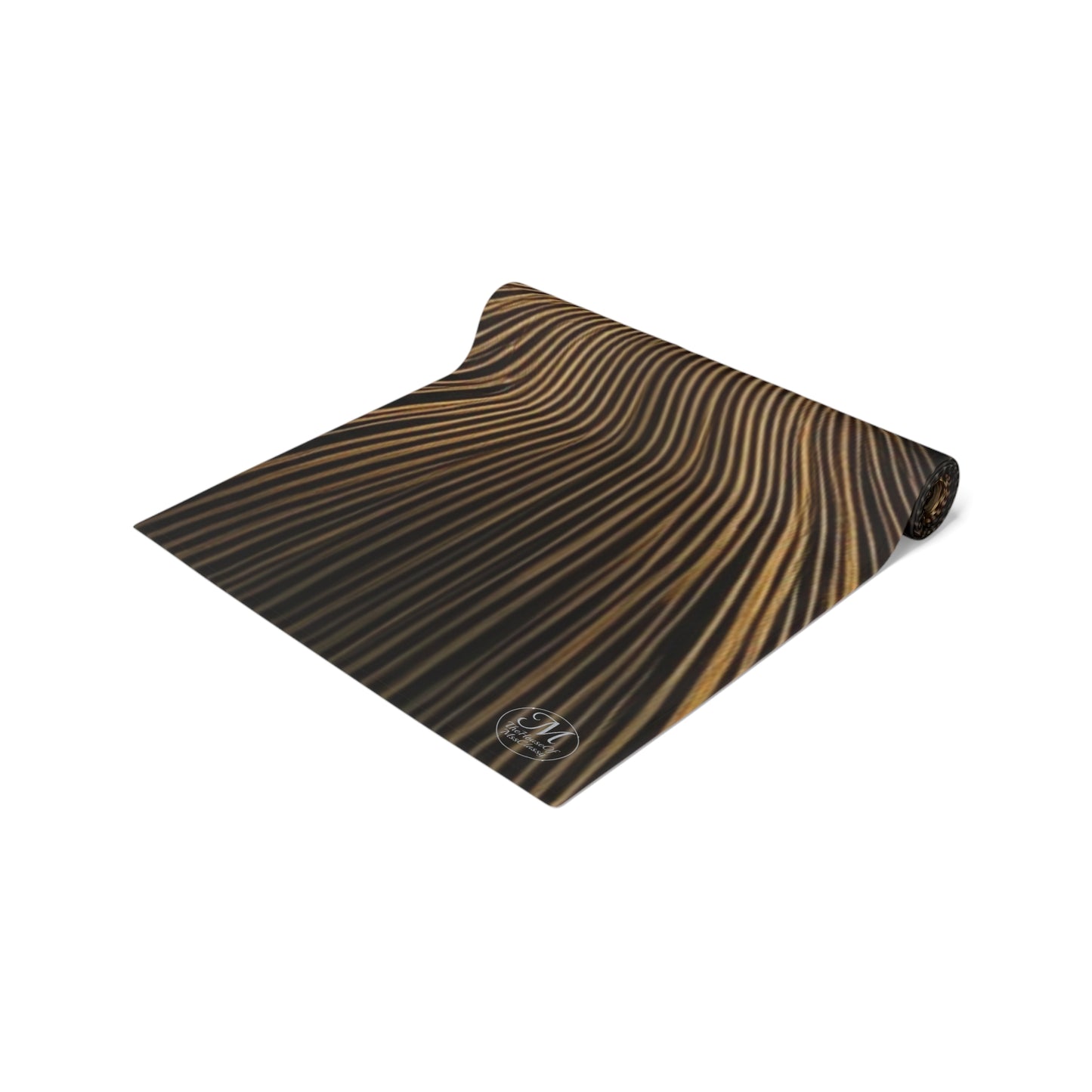 Golden Wave Lines Table Runner | Abstract Metallic Stripe Dining Decor
