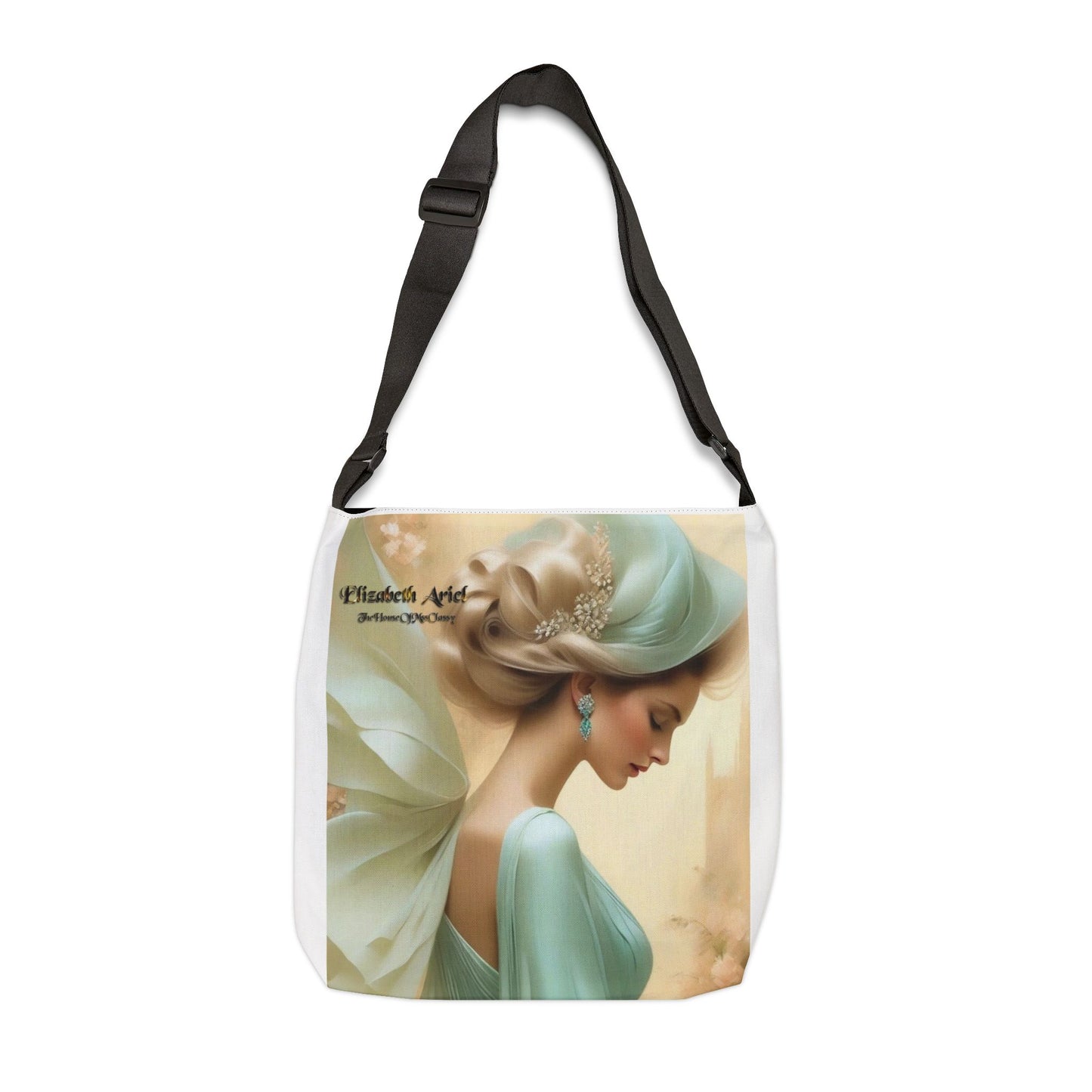 Romantic Art Tote Bag Adjustable, Elizabeth Ariel Mint & Rose