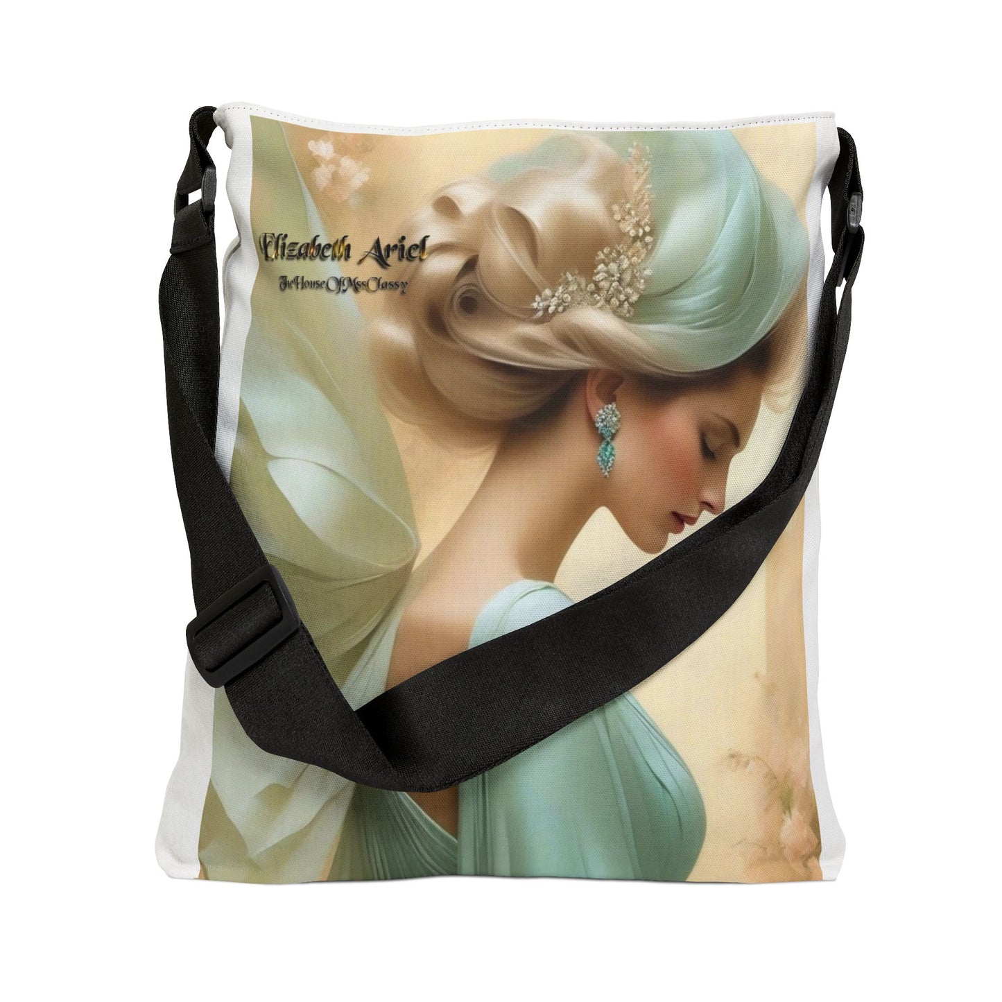 Romantic Art Tote Bag Adjustable, Elizabeth Ariel Mint & Rose