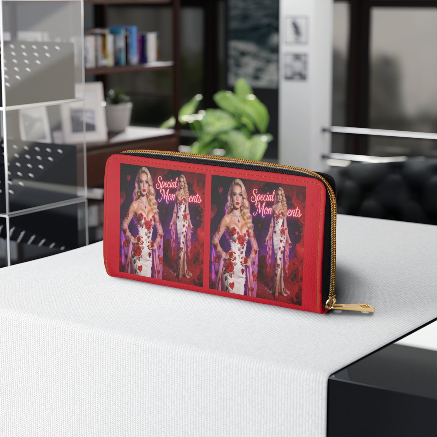 Special Moments Rose Glam Zipper Wallet | red rose print