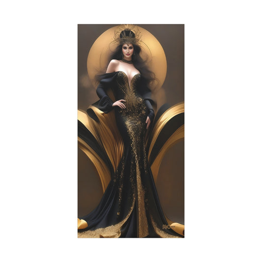 Elizabeth Ariel Gold and Black Luxury Canvas Wall Art 24 × 48