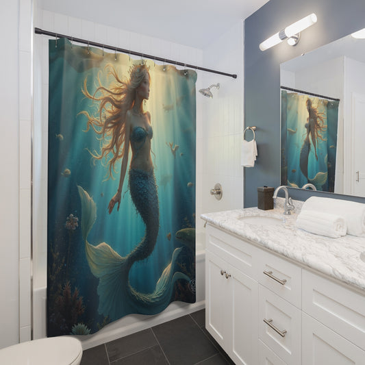 Underwater Mermaid Shower Curtain | Ocean Fantasy Bathroom Decor