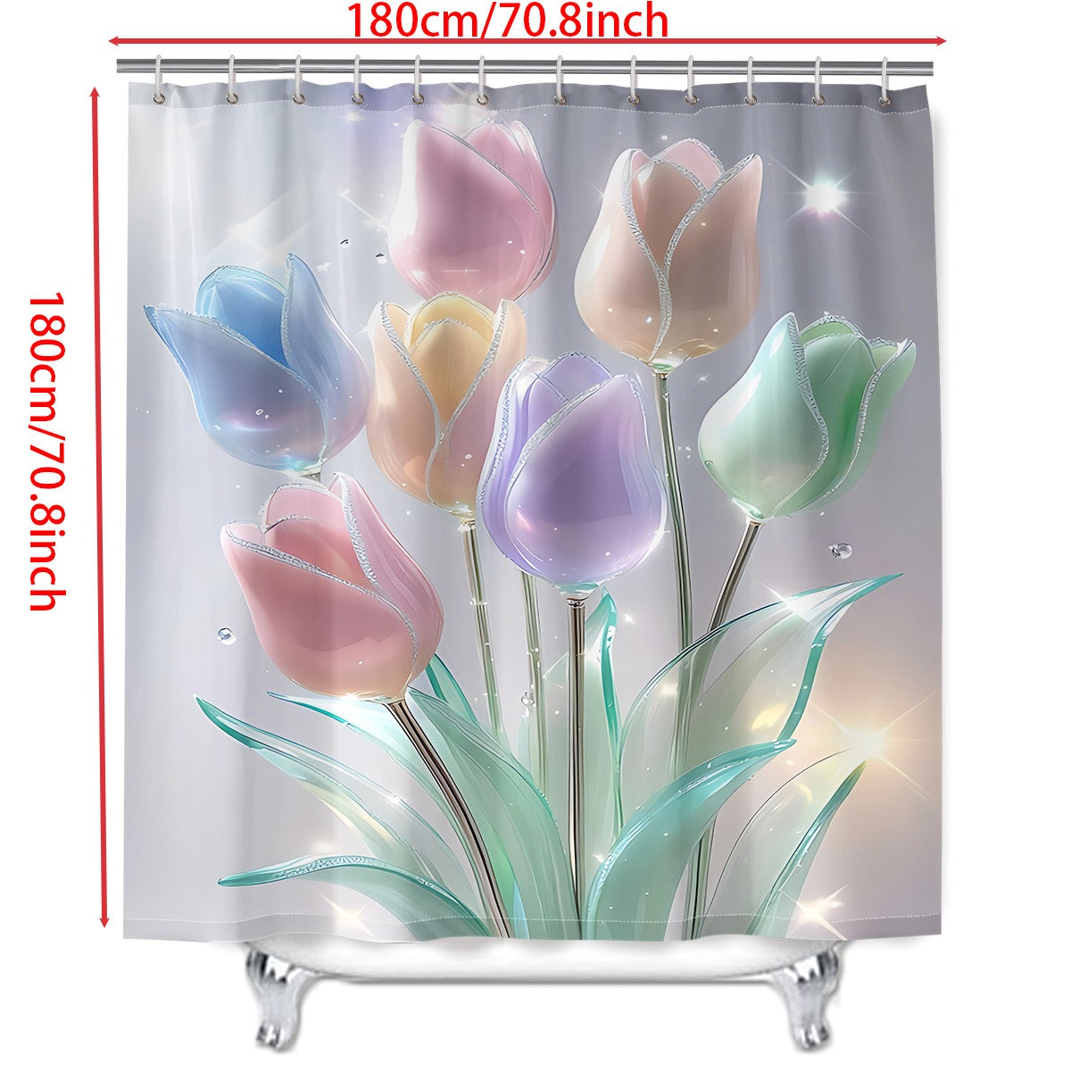 Colorful Glass Tulip Shower Curtain Set 4 Pieces