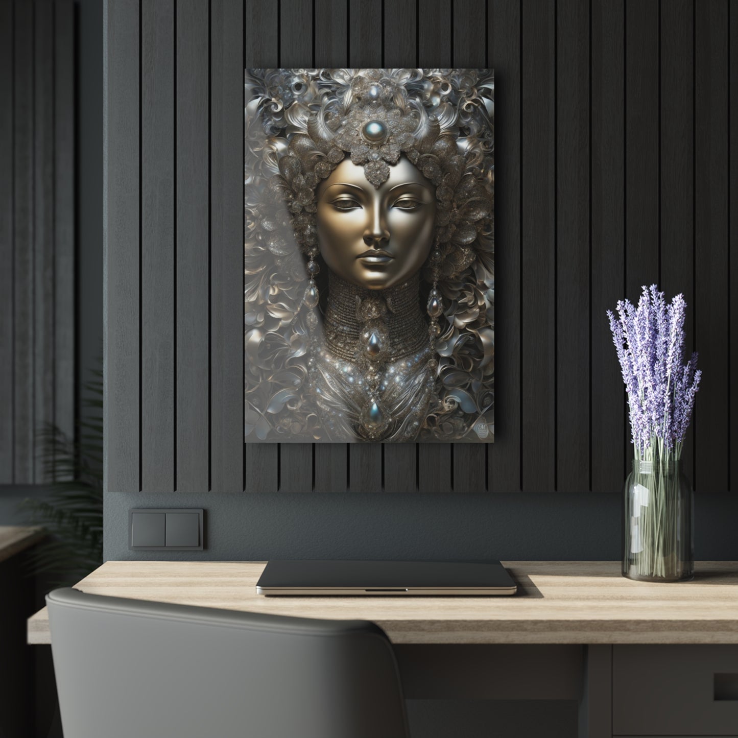 Ornate Goddess Portrait Acrylic Print | French Cleat Hanging