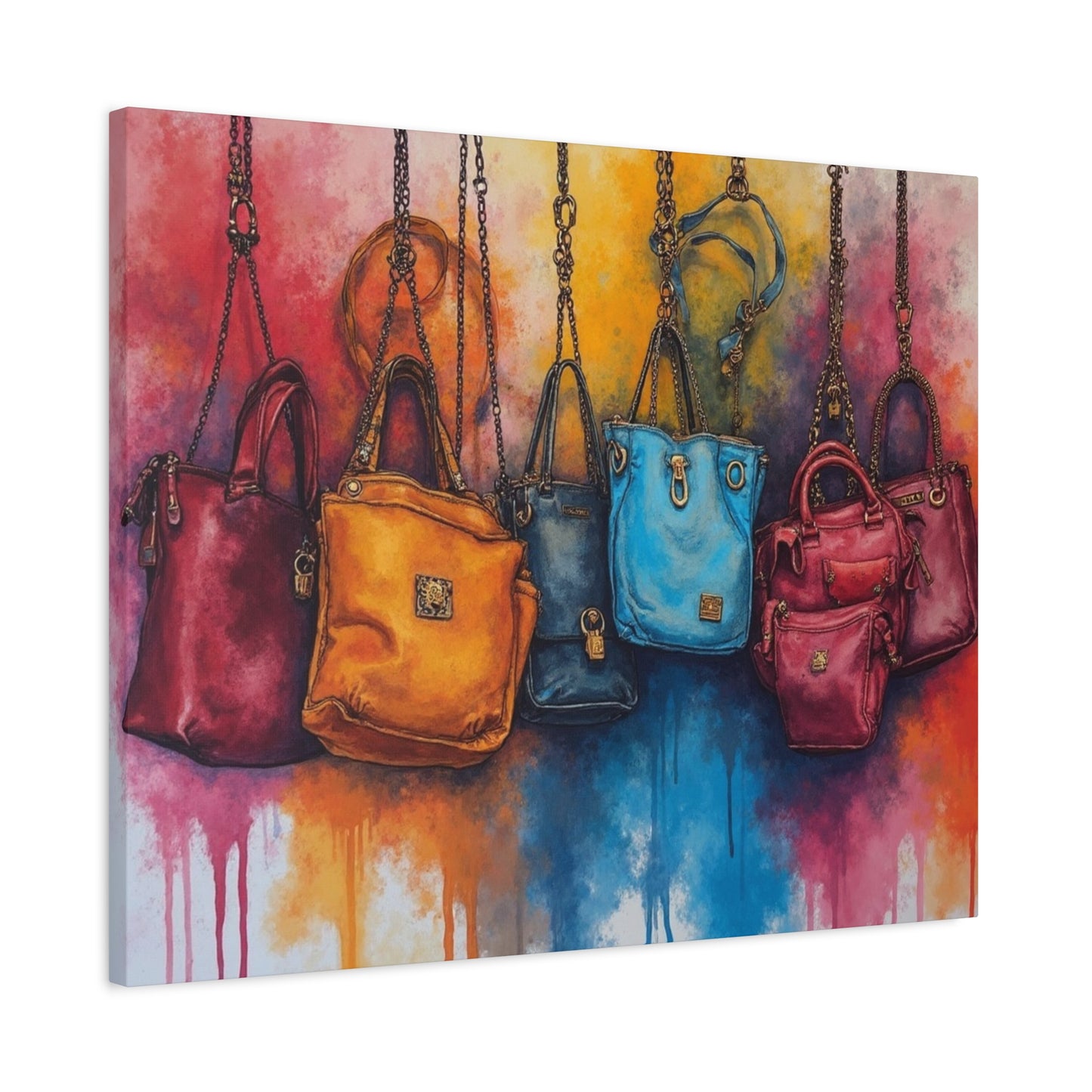 Colorful Handbag Wall Art Canvas - Fashion Purse Print on Matte Stretched Canvas