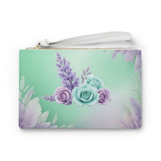 Floral Mint & Lavender Rose Clutch