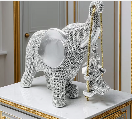 Mother and Elephant 3D Resin Home Decor Ornament