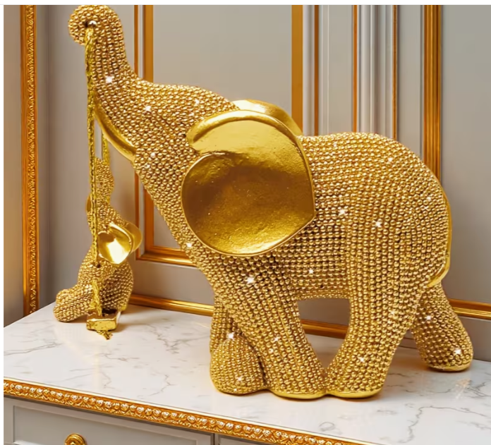 Mother and Elephant 3D Resin Home Decor Ornament
