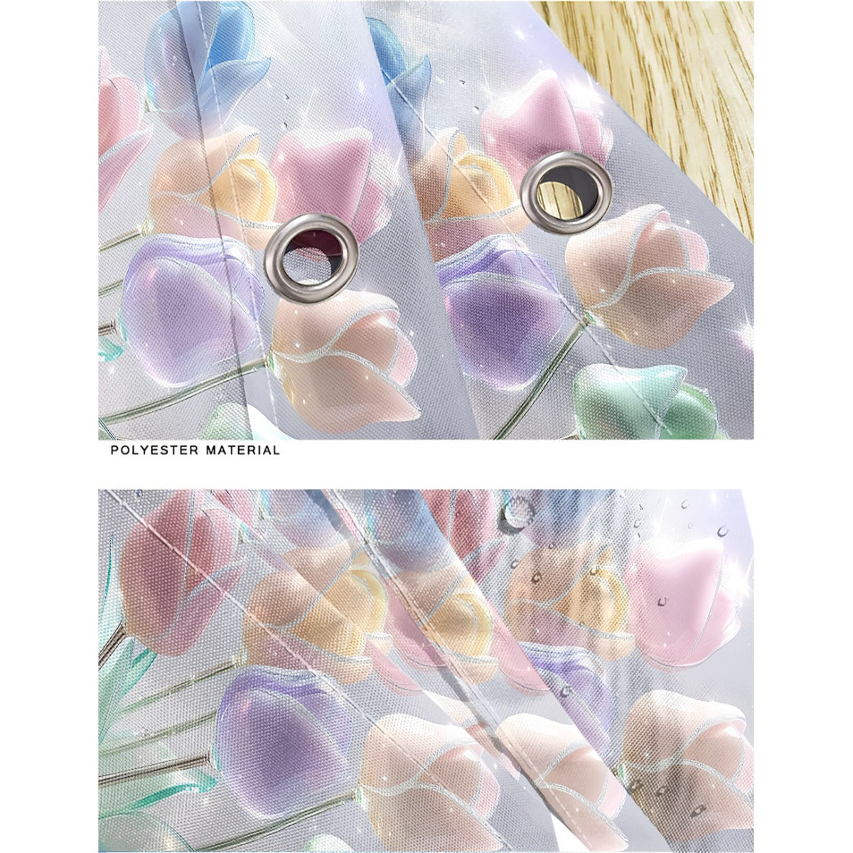 Colorful Glass Tulip Shower Curtain Set 4 Pieces