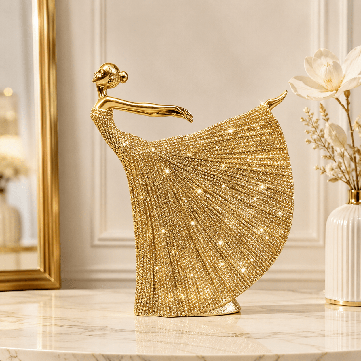Ballerina Sculpture Gift for Women Elegant GoldSilver Home Decor
